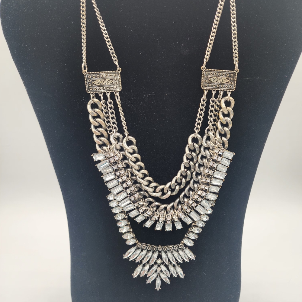 Elegant Silver Multi-Layer Necklace